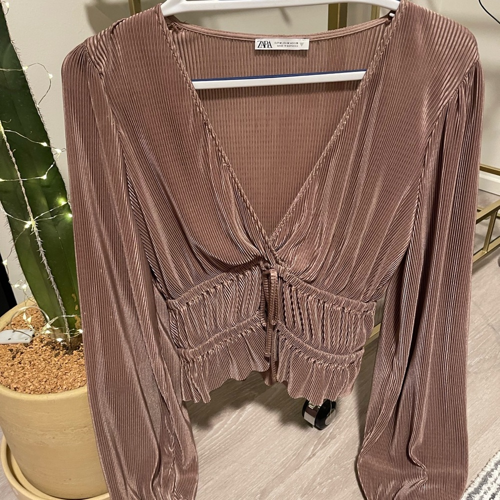 Beautiful shiny taupe blouse - Zara